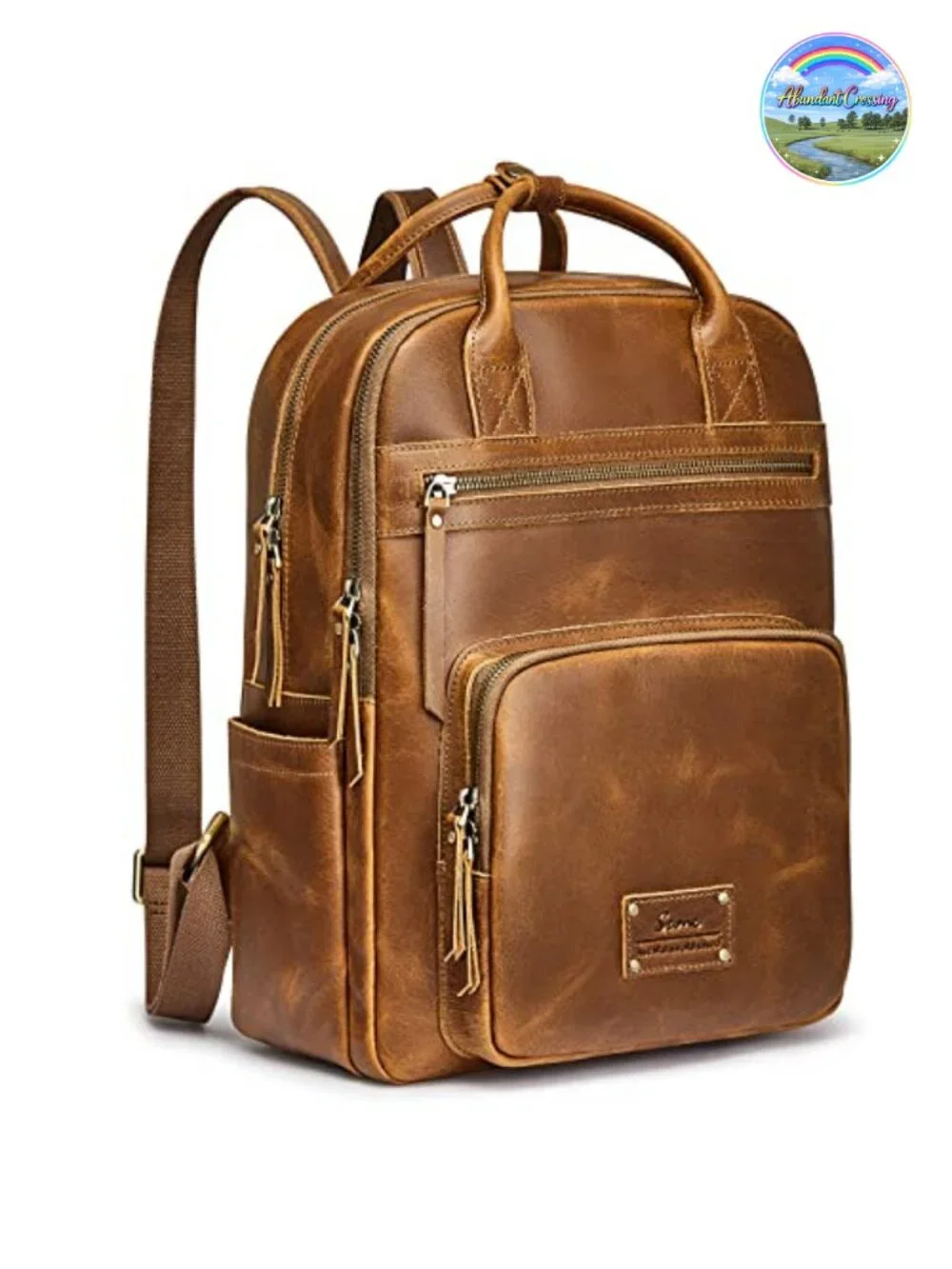 Genuine Leather Backpack Purse with Laptop Compartment Luggage Sleeve Daypack